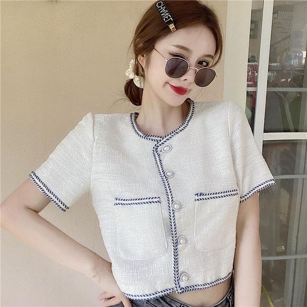 women's jackets 2021 summer retro short korean plaid tweed coat women fashion short-sleeved thin jacket female elegant top, Black;brown
women's jackets 2021 summer retro short korean plaid tweed coat women fashion short-sleeved thin jacket female elegant top, Black;brown