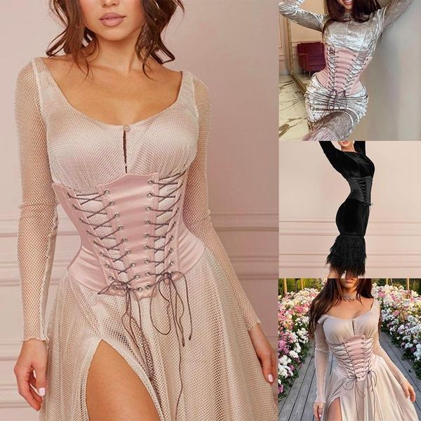 belts kf-satin corset hollow out lace up solid color bodycon bustier women elegant party casual streetwear, Black;brown
belts kf-satin corset hollow out lace up solid color bodycon bustier women elegant party casual streetwear, Black;brown