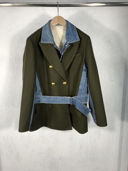 fashion 2021 ladies suit denim gold buckle woolen coat + side pleated stitching 2-piece pants 1012 women's two piece, White
fashion 2021 ladies suit denim gold buckle woolen coat + side pleated stitching 2-piece pants 1012 women's two piece, White