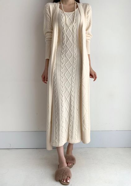two piece dress zawfl winter thick long twist v-neck knitted khaki belt women's sling set retro fashion, White
two piece dress zawfl winter thick long twist v-neck knitted khaki belt women's sling set retro fashion, White