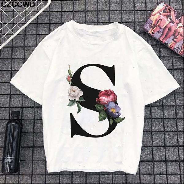 women 26 english alphabet s printed harajuku casual white t shirt female summer couples fashion
women 26 english alphabet s printed harajuku casual white t shirt female summer couples fashion