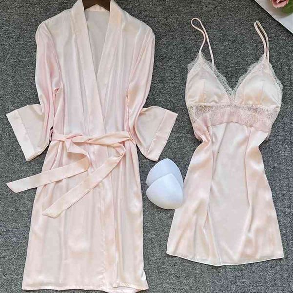 women's sleepwear sleep set 2pcs robe suit women lace trim nightwear casual satin home clothing summer bathrobe gown intimate, Black;red
women's sleepwear sleep set 2pcs robe suit women lace trim nightwear casual satin home clothing summer bathrobe gown intimate, Black;red