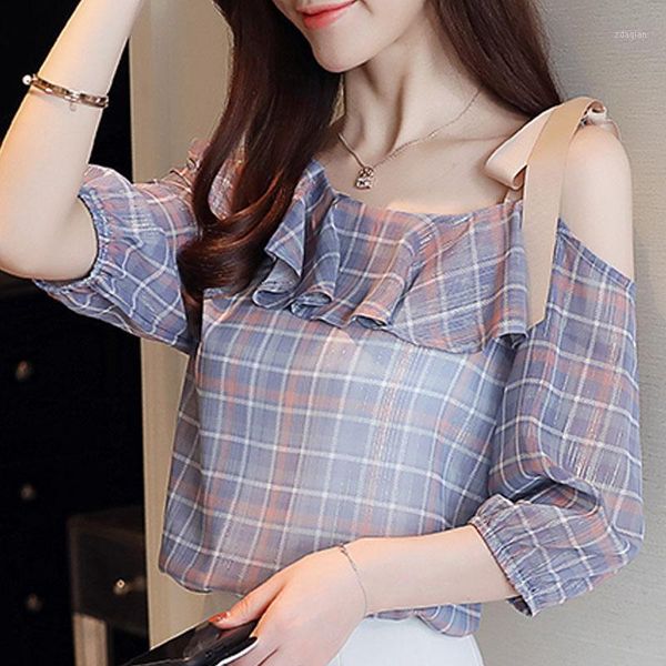 korean fashion clothing 2021 women's and blouses off shoulder ladies shirts chiffon blouse ruffles plaid &, White
korean fashion clothing 2021 women's and blouses off shoulder ladies shirts chiffon blouse ruffles plaid &, White
