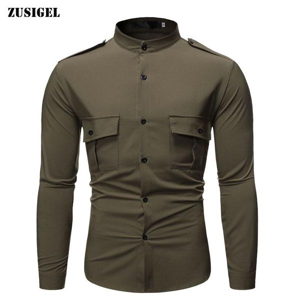men's casual shirts zusigel men long sleeve shirt with double pockets solid square collar mens slim fit single breasted cargo, White;black
men's casual shirts zusigel men long sleeve shirt with double pockets solid square collar mens slim fit single breasted cargo, White;black