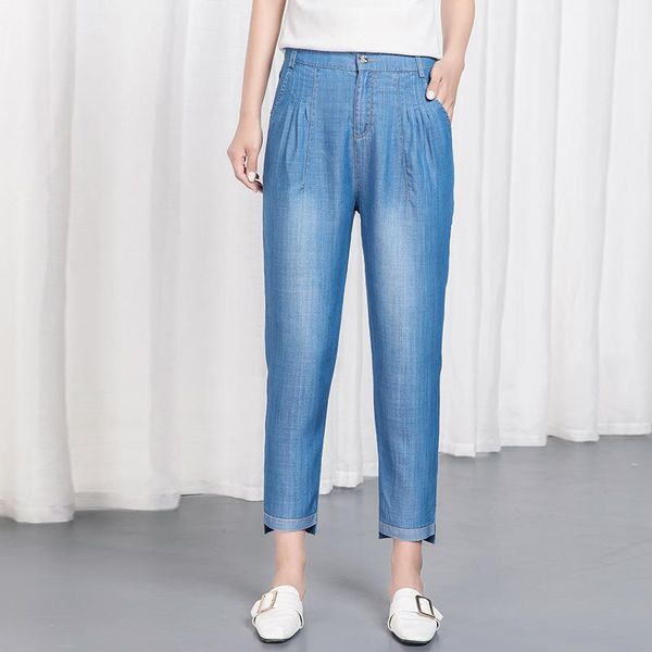 thin tencel denim harem pants female drape ice silk jeans summer casual women 19182 women's, Blue 
thin tencel denim harem pants female drape ice silk jeans summer casual women 19182 women's, Blue