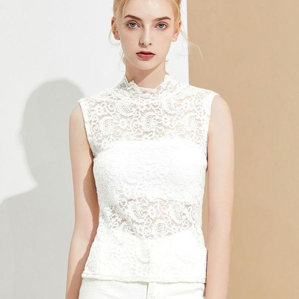 women's t-shirt lace stand collar halter vest women summer 2021 cut out middle sleeveless t shirt, White
women's t-shirt lace stand collar halter vest women summer 2021 cut out middle sleeveless t shirt, White