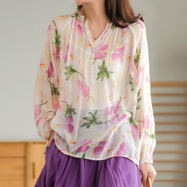 women's blouses & shirts nini wonderland 2021 women printing thin loose casual blouse v neck summer long sleeve big size shirt mori gir, White
women's blouses & shirts nini wonderland 2021 women printing thin loose casual blouse v neck summer long sleeve big size shirt mori gir, White