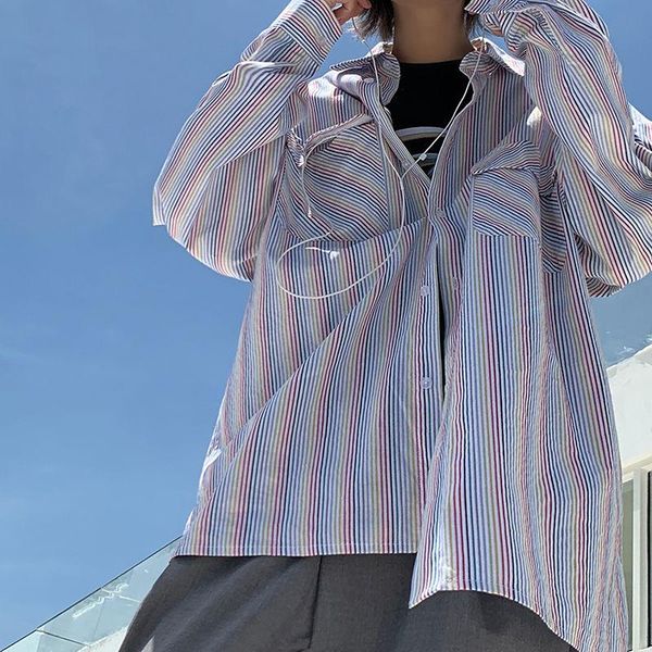 autumn rainbow striped shirt men's fashion cotton casual men streetwear loose long sleeve shirts mens dress -2xl, White;black
autumn rainbow striped shirt men's fashion cotton casual men streetwear loose long sleeve shirts mens dress -2xl, White;black