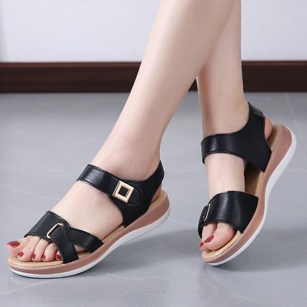 summer women's sandals casual pu leather buckle shoes fashion round head flat bottom non-slip female sandals#h4, Black
summer women's sandals casual pu leather buckle shoes fashion round head flat bottom non-slip female sandals#h4, Black