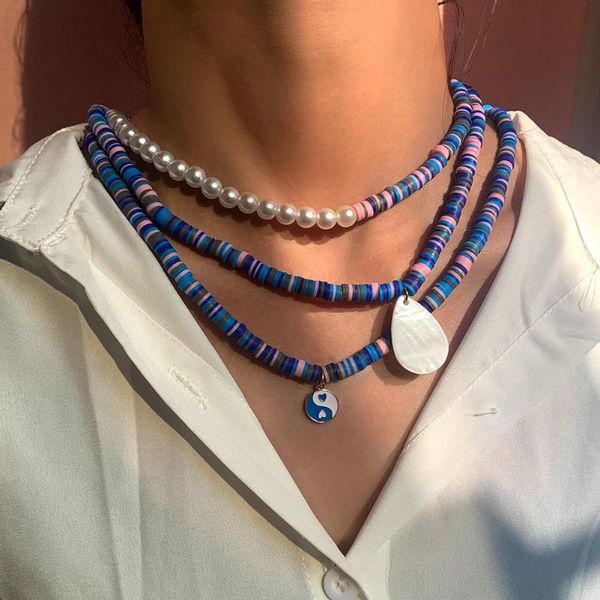 chains boho beach shell gossip charm clay beaded necklace for women double layer pearl soft pottery choker necklaces asymmetry jewelry, Silver
chains boho beach shell gossip charm clay beaded necklace for women double layer pearl soft pottery choker necklaces asymmetry jewelry, Silver