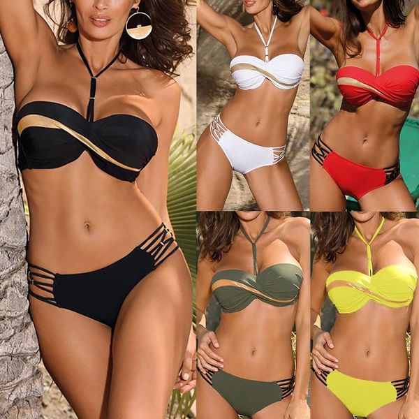 women's swimwear bikini halter swimsuit separate sexy2021 micro push up sets, White;black
women's swimwear bikini halter swimsuit separate sexy2021 micro push up sets, White;black