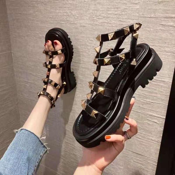 sandals thick heel female fairy style summer net infrared wear mid-heel rivet wild ins tide roman shoes, Black
sandals thick heel female fairy style summer net infrared wear mid-heel rivet wild ins tide roman shoes, Black