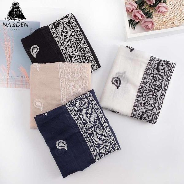 scarves solid viscose scarfs with paisley embroidered muslim women hijabs wraps bandana muffler 10pcs/lot fast, Blue;gray