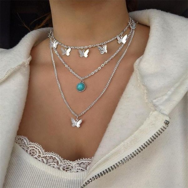 pendant necklaces korean butterfly multi layer necklace for women 2021 gold color punk chain choker jewelry gifts, Silver
pendant necklaces korean butterfly multi layer necklace for women 2021 gold color punk chain choker jewelry gifts, Silver