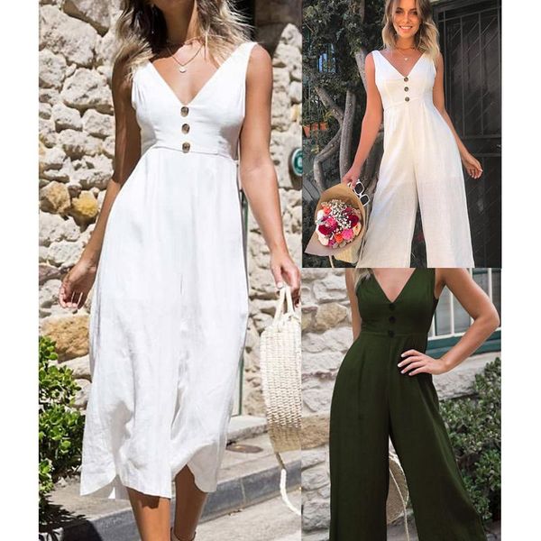 women's jumpsuits & rompers 2021 summer fashion v-neck button latest solid color personality open back thin section casual jump, Black;white
women's jumpsuits & rompers 2021 summer fashion v-neck button latest solid color personality open back thin section casual jump, Black;white