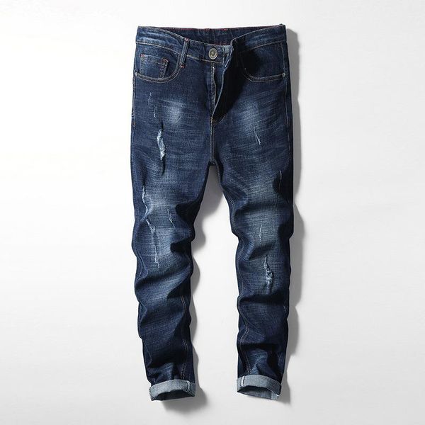 men's jeans youth korean slim pants fashion 2021 spring, Blue