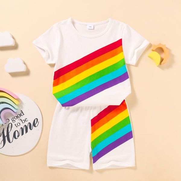 children's clothing suit 2021 summer casual short sleeve t-shirt cotton shorts boys girls rainbow clothes kids t shirts sets, White
children's clothing suit 2021 summer casual short sleeve t-shirt cotton shorts boys girls rainbow clothes kids t shirts sets, White