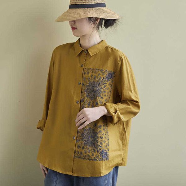 women's blouses & shirts spring arts style women long sleeve turn-down collar casual cotton linen print vintage loos 2d0p, White
women's blouses & shirts spring arts style women long sleeve turn-down collar casual cotton linen print vintage loos 2d0p, White