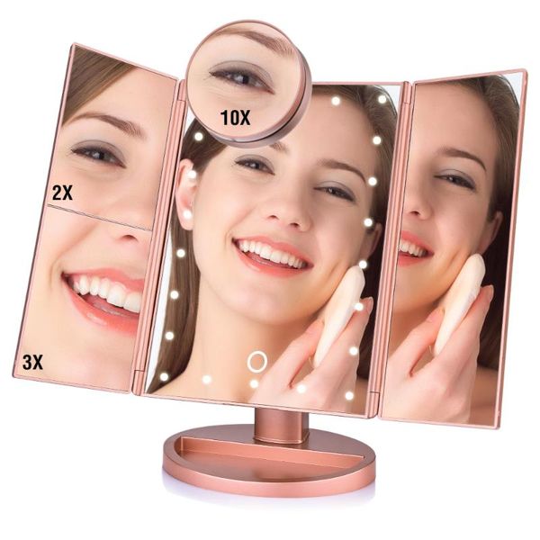 compact mirrors led touch screen 22 light makeup mirror table desk2x/3x/10x magnifying vanity 3 folding adjustable beauty tool
compact mirrors led touch screen 22 light makeup mirror table desk2x/3x/10x magnifying vanity 3 folding adjustable beauty tool