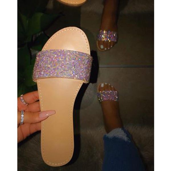 female summer slippers shining handmade rhinestone sandals flat bottom fashion bling crystal women's shoes plus size, Black
female summer slippers shining handmade rhinestone sandals flat bottom fashion bling crystal women's shoes plus size, Black
