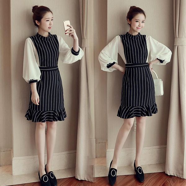 casual dresses 2021 spring summer female sweet long sleeve ruffles striped short dress women chiffon vintage office, Black;gray
casual dresses 2021 spring summer female sweet long sleeve ruffles striped short dress women chiffon vintage office, Black;gray