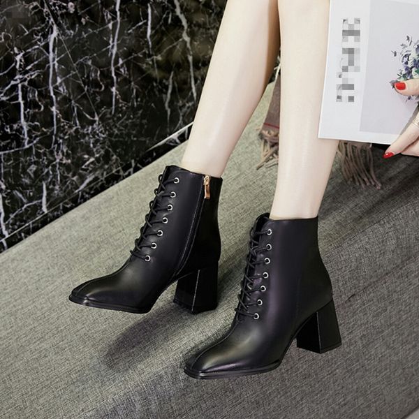 2021 leather high-heeled women's boots, lace with zipper, calf upper, pigskin lining, soft and comfortable, versatile artifact., Black
2021 leather high-heeled women's boots, lace with zipper, calf upper, pigskin lining, soft and comfortable, versatile artifact., Black
