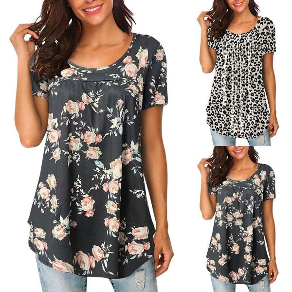 women's blouses & shirts summer women shirt short sleeve o neck t-shirts vintage printed blouse loose casual pleated female tee d4, White
women's blouses & shirts summer women shirt short sleeve o neck t-shirts vintage printed blouse loose casual pleated female tee d4, White