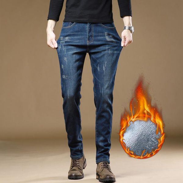 men's jeans winter fleece thick warm slim skinny men stretch casual streetwear fashioins denim pants yong boy students trousers male, Blue
men's jeans winter fleece thick warm slim skinny men stretch casual streetwear fashioins denim pants yong boy students trousers male, Blue