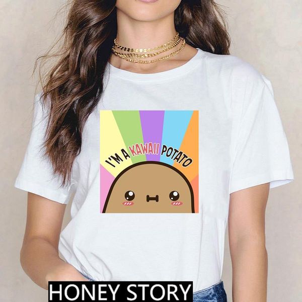 women's t-shirt women summer fashion cartoon short sleeve tshirts cute potato funny graphic printed t shirts girls casual o-neck, White
women's t-shirt women summer fashion cartoon short sleeve tshirts cute potato funny graphic printed t shirts girls casual o-neck, White