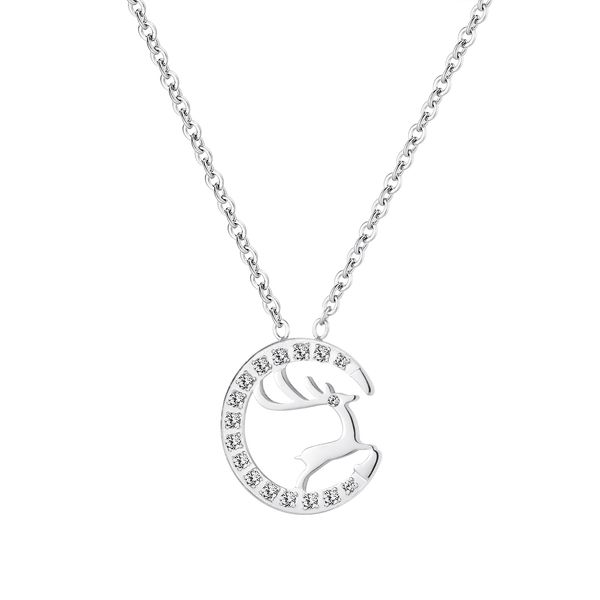 womens sweater necklace pendants sliver rose golden diamond stainless steel luxury simple little elk moon choker strings jewelrys to loves g, Silver
womens sweater necklace pendants sliver rose golden diamond stainless steel luxury simple little elk moon choker strings jewelrys to loves g, Silver