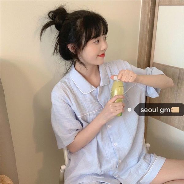 women's tracksuits soft waxy shorts suit blue pajama cute doll feeling wrinkled comfortable short sleeve home clothes, Gray
women's tracksuits soft waxy shorts suit blue pajama cute doll feeling wrinkled comfortable short sleeve home clothes, Gray