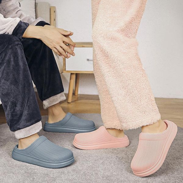 cotton slippers in winter 2021 women's solid color waterproof and warm plush men's thick sole antiskid couple's home shoes, Black
cotton slippers in winter 2021 women's solid color waterproof and warm plush men's thick sole antiskid couple's home shoes, Black