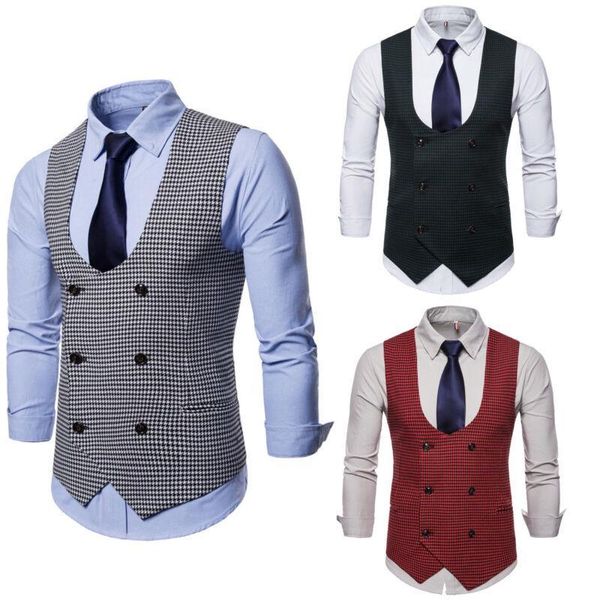 men's vests party tuxedo blazer suit vest double breasted plaid waistcoat, Black;white
men's vests party tuxedo blazer suit vest double breasted plaid waistcoat, Black;white