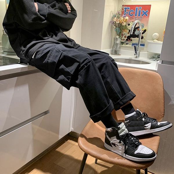 men casual pants cargo pockets loose fashion autumn winter trousers harajuku korean style ulzzang brand chic bottoms simple men's, Black
men casual pants cargo pockets loose fashion autumn winter trousers harajuku korean style ulzzang brand chic bottoms simple men's, Black