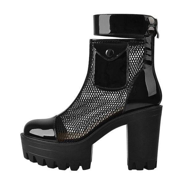 boots onlymaker women's platform chunky heel ankle bootie round toe black air mesh shinning patent leather back zipper detachable belt
boots onlymaker women's platform chunky heel ankle bootie round toe black air mesh shinning patent leather back zipper detachable belt