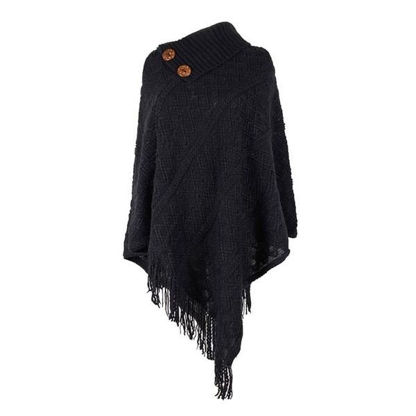 scarves women lapel buttons poncho cape solid color knitted diamond plaid shawl scarf fringe tassels pullover batwing sweater, Blue;gray
scarves women lapel buttons poncho cape solid color knitted diamond plaid shawl scarf fringe tassels pullover batwing sweater, Blue;gray
