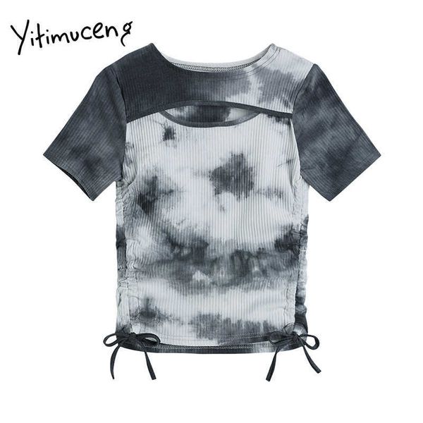 yitimuceng tie dye t shirts woman hollow lace up tees skinny o-neck harajuku clothes summer korean fashion tshirts 210601, White
yitimuceng tie dye t shirts woman hollow lace up tees skinny o-neck harajuku clothes summer korean fashion tshirts 210601, White