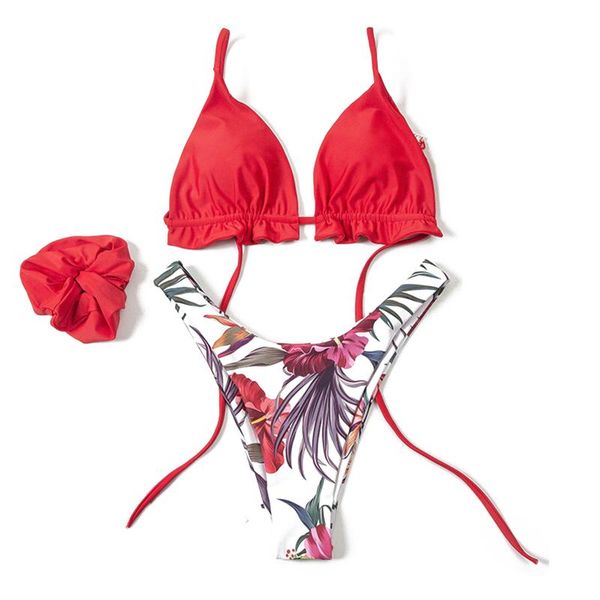 women's swimwear two piece bikini suits fashion solid color lace-up bra and floral printed high waist panties swimsuit beachwear, White;black
women's swimwear two piece bikini suits fashion solid color lace-up bra and floral printed high waist panties swimsuit beachwear, White;black