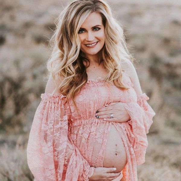 maternity dresses lace maxi gown for po shoot shoulderless pregnant women front split long baby shower pography dress, White
maternity dresses lace maxi gown for po shoot shoulderless pregnant women front split long baby shower pography dress, White