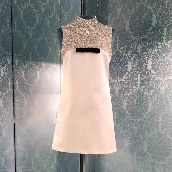 2021 white blingbling short women dress milan runway stand collar bow crystals beads bodycon vestidos de festa 72421, Black
2021 white blingbling short women dress milan runway stand collar bow crystals beads bodycon vestidos de festa 72421, Black