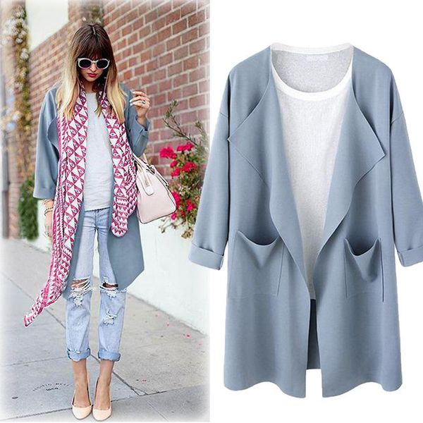 women's trench coats vogue nice autumn coat for women windbreaker streetwear long cardigan feminino ladies pocket outwear plus size, Tan;black
women's trench coats vogue nice autumn coat for women windbreaker streetwear long cardigan feminino ladies pocket outwear plus size, Tan;black