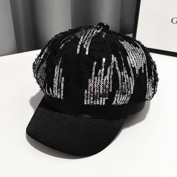 women autumn winter sequins beret hat for female solid octagonal cap black pink berets, Blue;gray
women autumn winter sequins beret hat for female solid octagonal cap black pink berets, Blue;gray