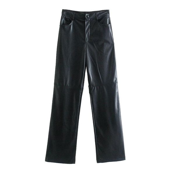 women's pants & capris 2021 women black faux leather suit high waist pockets office ladies pu trousers, Black;white
women's pants & capris 2021 women black faux leather suit high waist pockets office ladies pu trousers, Black;white
