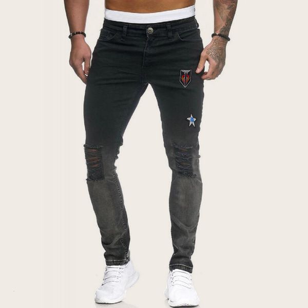 men's jeans casual fashion solid color washing process trousers broken hole slim feet embroidered pants 7005 8exe, Blue
men's jeans casual fashion solid color washing process trousers broken hole slim feet embroidered pants 7005 8exe, Blue