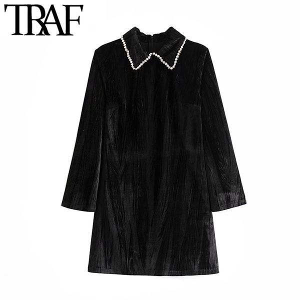 traf women vintage stylish office wear beading appliques velvet mini dress fashion lapel collar long sleeve female dresses mujer 210415, Black;gray
traf women vintage stylish office wear beading appliques velvet mini dress fashion lapel collar long sleeve female dresses mujer 210415, Black;gray
