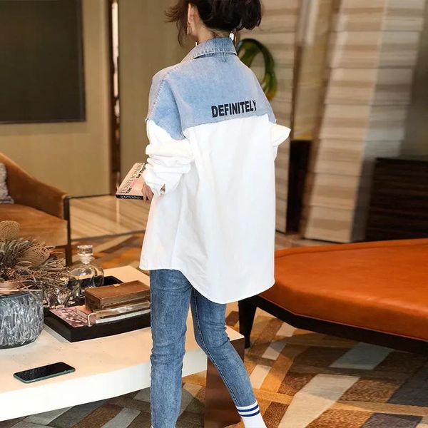 women's jackets women european spring long-sleeved fake two-piece denim stitching mid-length female loose jacket, Black;brown
women's jackets women european spring long-sleeved fake two-piece denim stitching mid-length female loose jacket, Black;brown