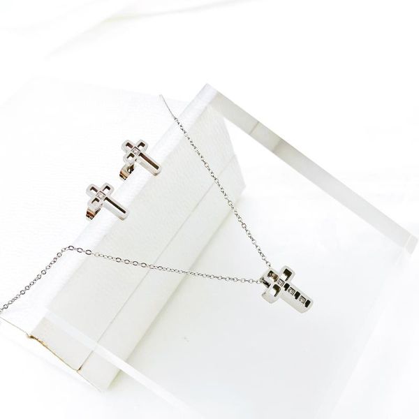 earrings & necklace stainless steel jewelry set classic cross pendant mini trend design gift for men and women, Silver
earrings & necklace stainless steel jewelry set classic cross pendant mini trend design gift for men and women, Silver
