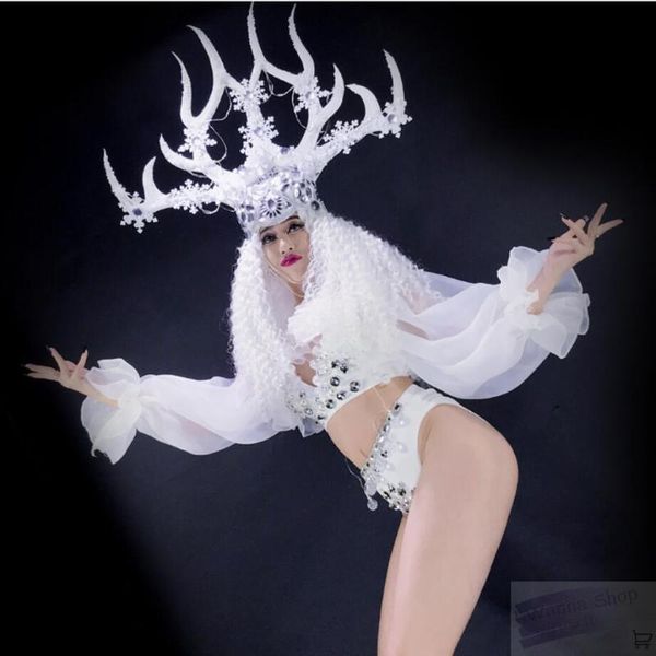 party decoration white christmas dance flowers hat led light costumes female antlers performance costume
party decoration white christmas dance flowers hat led light costumes female antlers performance costume