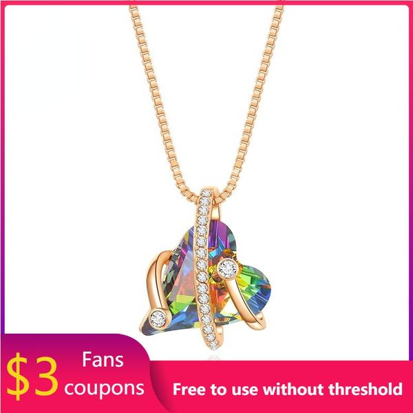 pendant necklaces welmel 2021 aurora love necklace design fashion electroplating gold inlaid dazzling crystal heart female, Silver
pendant necklaces welmel 2021 aurora love necklace design fashion electroplating gold inlaid dazzling crystal heart female, Silver