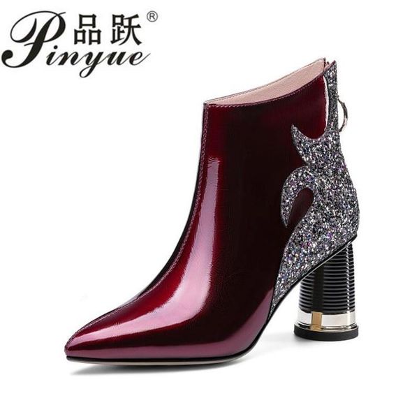 boots women shoes fashion sequin ankle thick high heels zipper autumn winter patent-leather with, Black
boots women shoes fashion sequin ankle thick high heels zipper autumn winter patent-leather with, Black